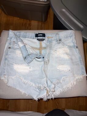 Aeropostale Light Blue Distressed Denim Cutoff Shorts